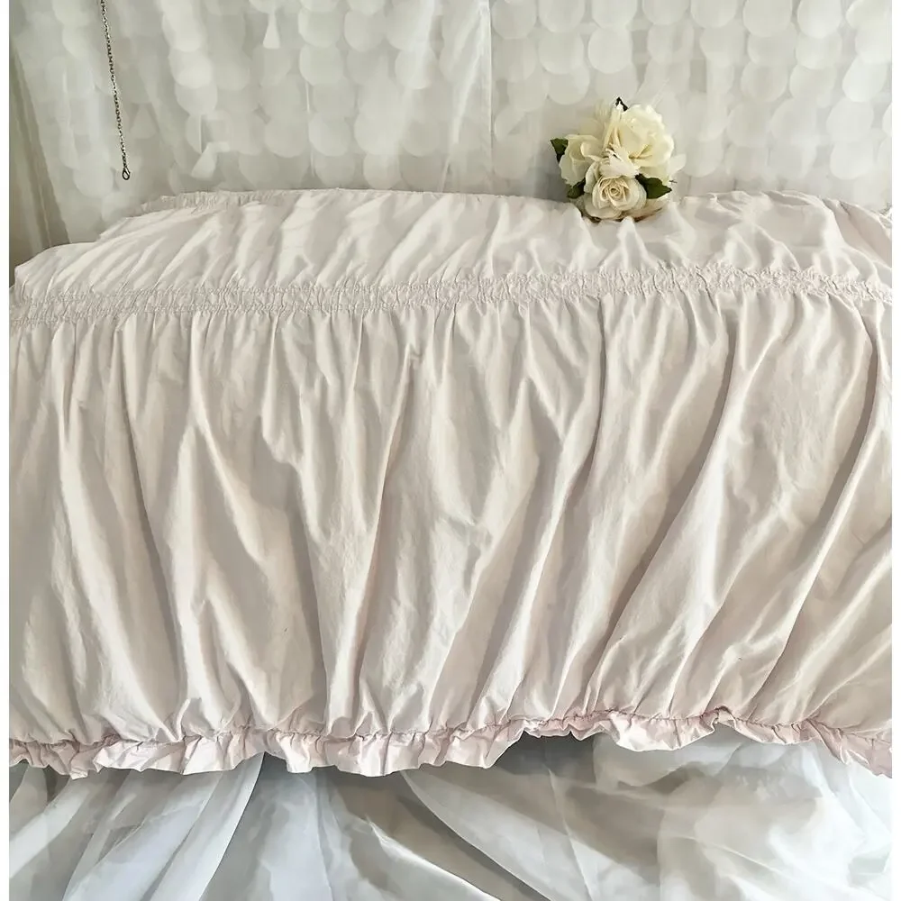 Simply Shabby Chic Full /Twin Comforter Ruffled Edges Pink 73 X 90” *Cleaned*